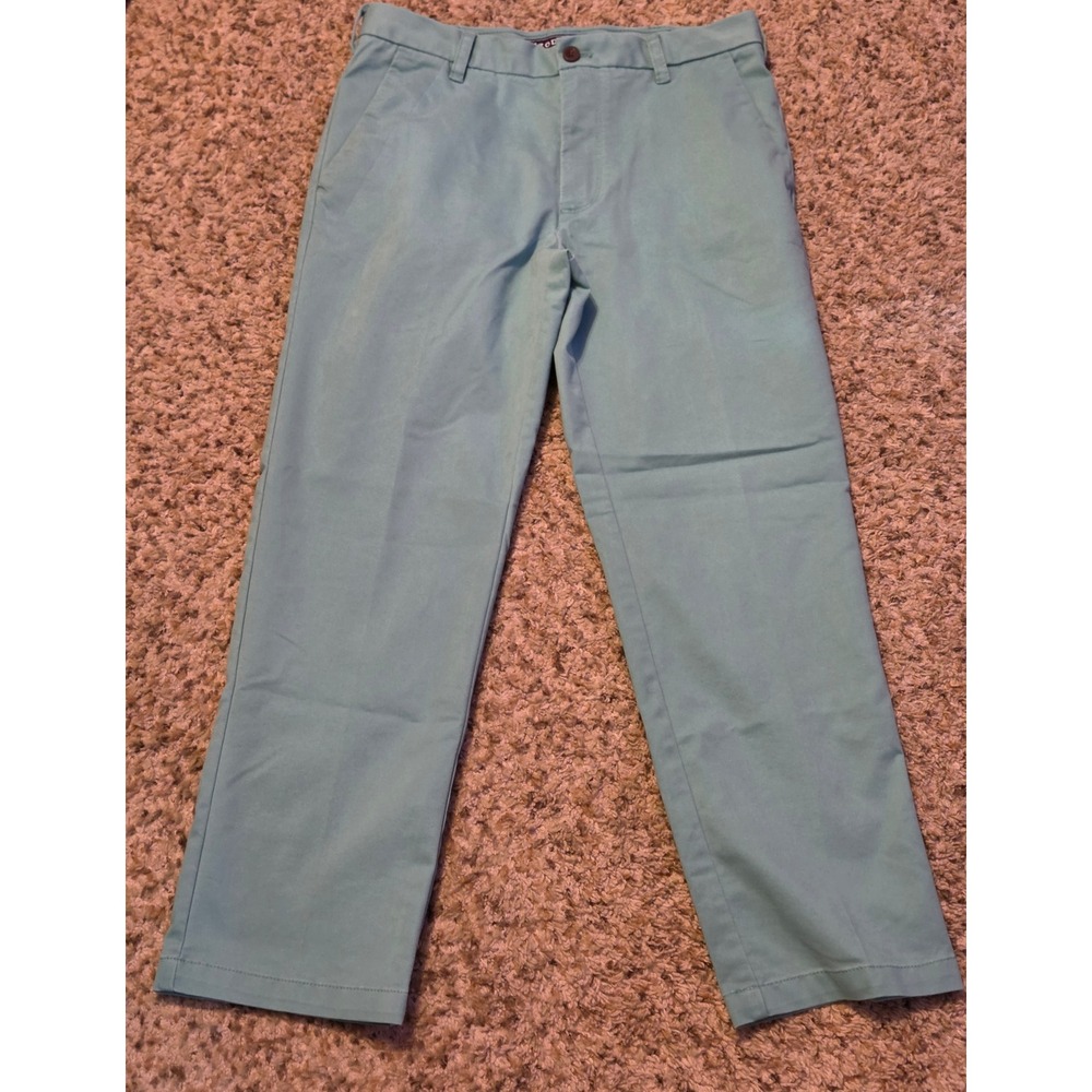 Izod Straight Chino Pants Men's Size 32x30 Green Teal Back Button Pocket